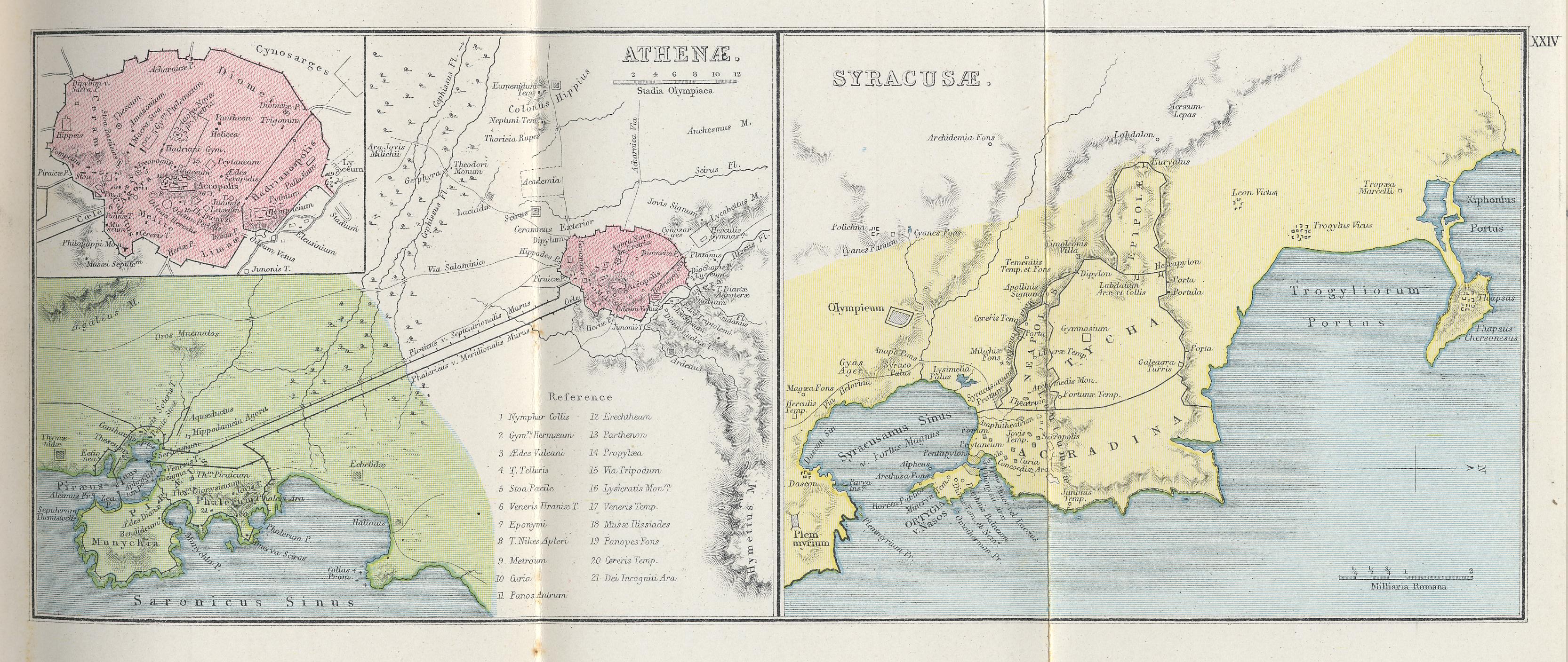 Map of Athens and Syracuse70 BC - AD 180with inset of the Athenian Acropolis
