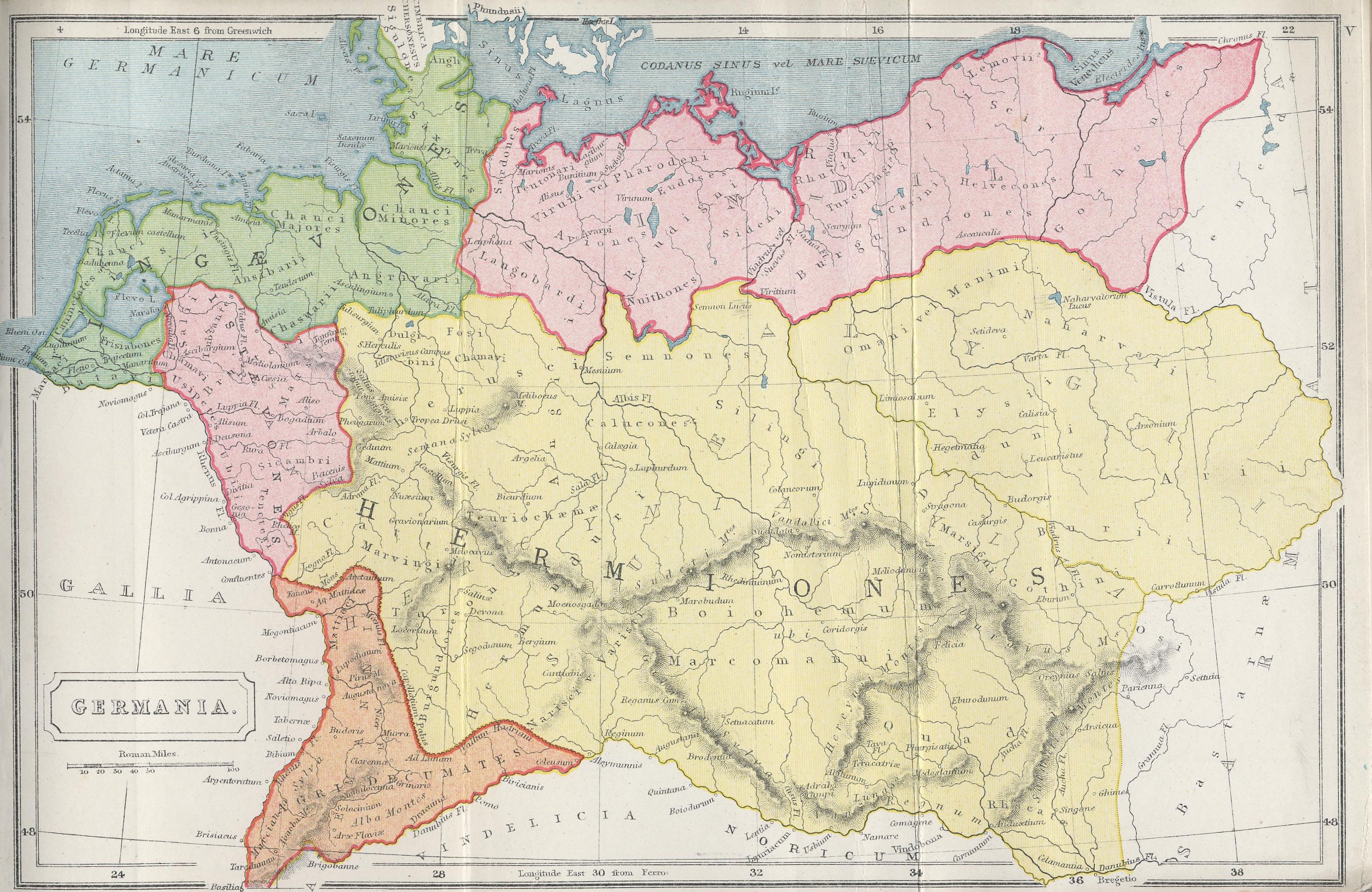 Map of Germania70 BC - AD 180