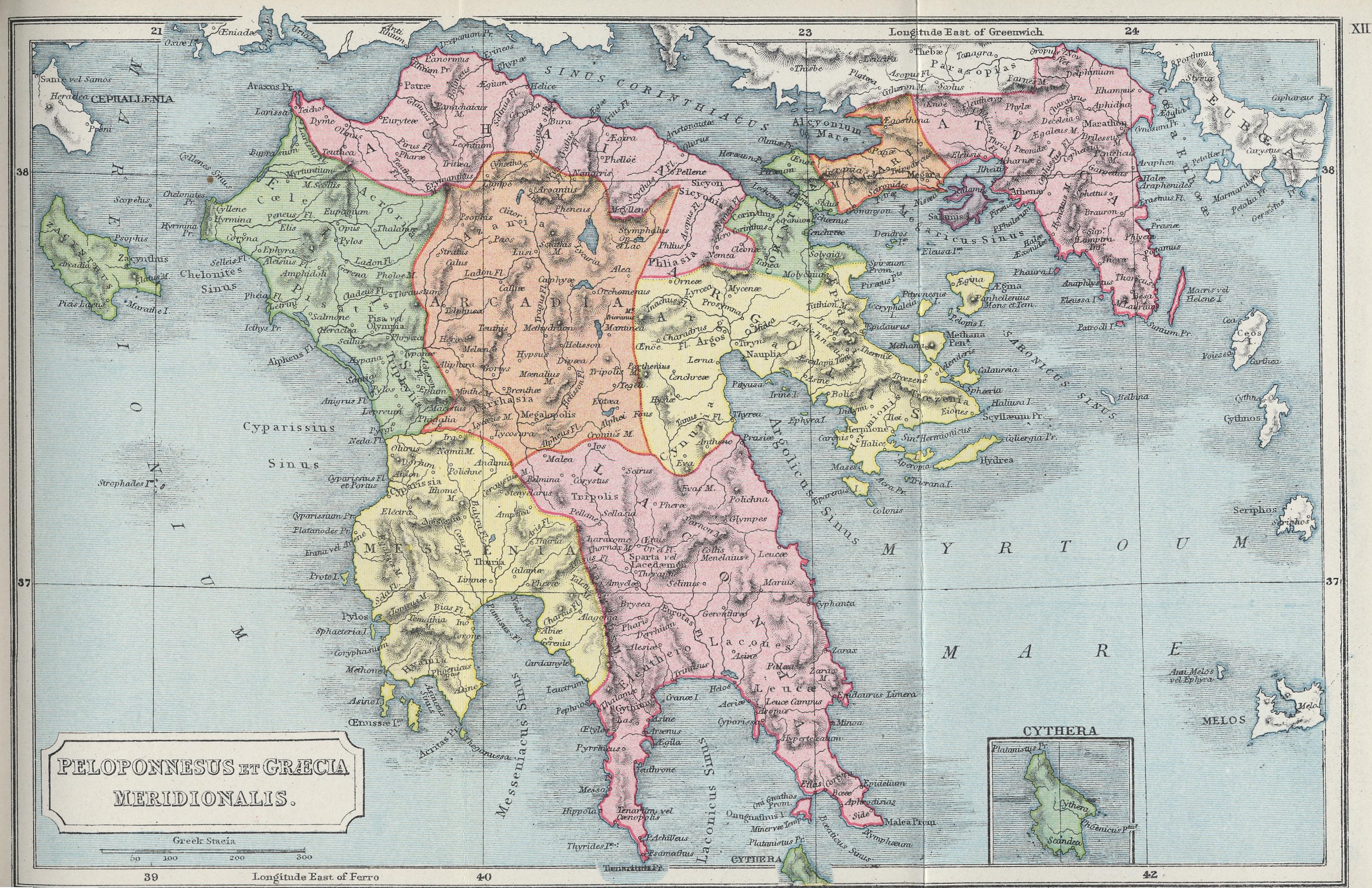Map of Attica and the Peloponnese70 BC - AD 180
