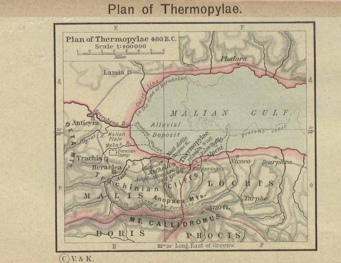 Map of Thermopylaec. 480 BC